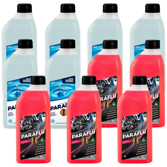 Kit 11 Litros com 5L Aditivo Radiador Paraflu Rosa Bio Orgânico + 6L Água - (1)