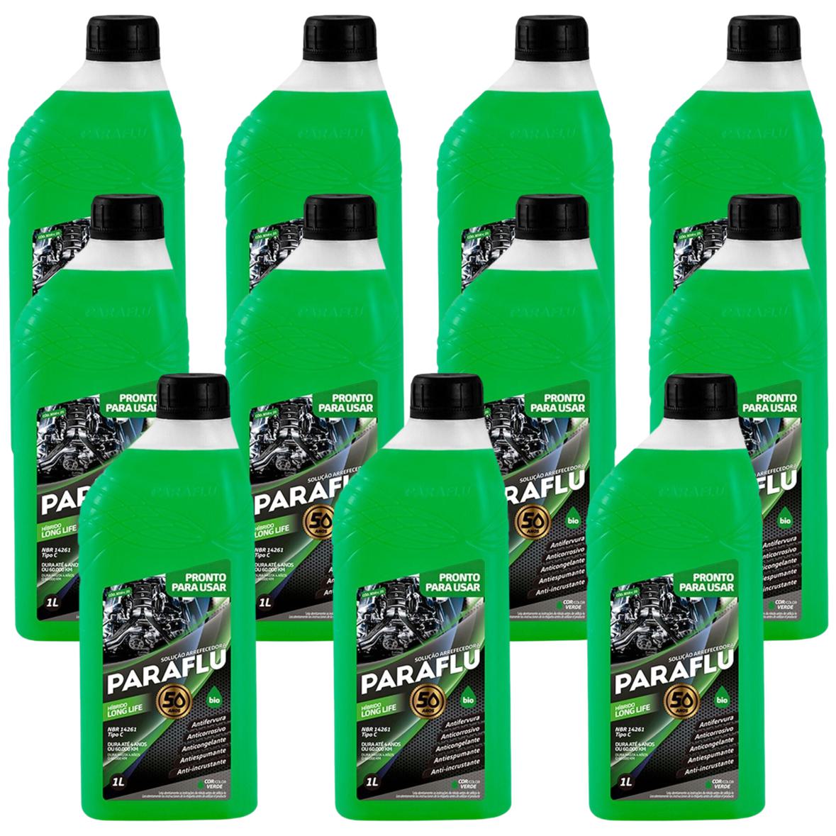 Kit 11 Litros Aditivo Radiador Pronto Para Uso Paraflu Bio Híbrido Verde - (1)