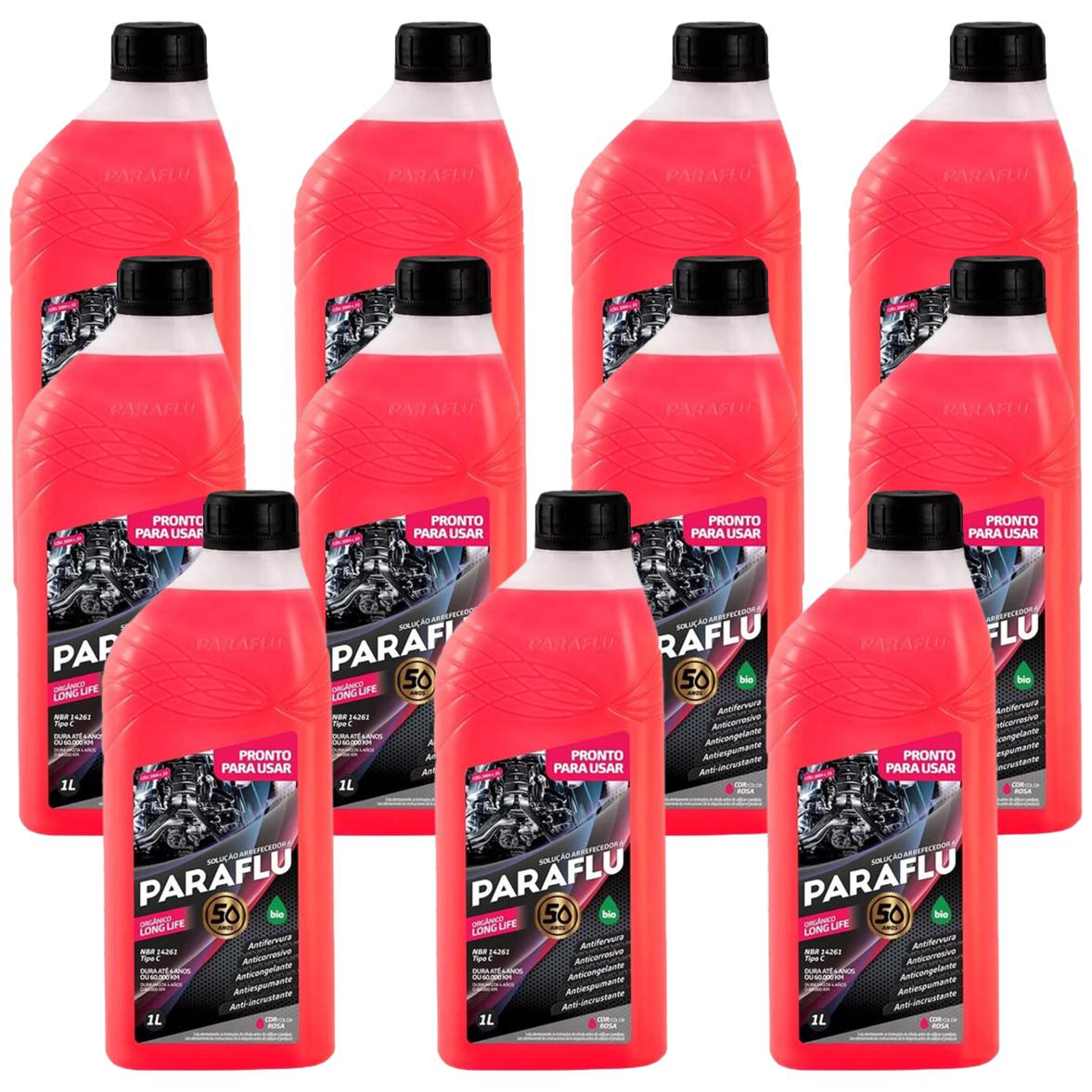 Kit 11 Litros Aditivo Radiador Pronto Para Uso Paraflu Bio Orgânico Rosa - (1)