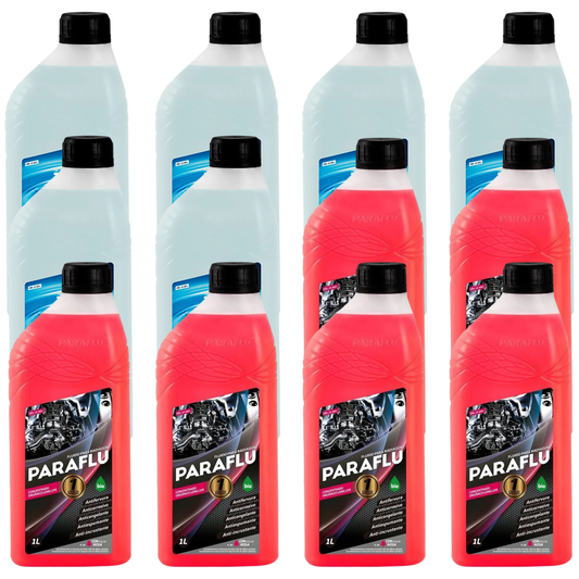 Kit 12 Litros com 6L Aditivo Radiador Paraflu Rosa Bio Orgânico + 6L Água - (1)
