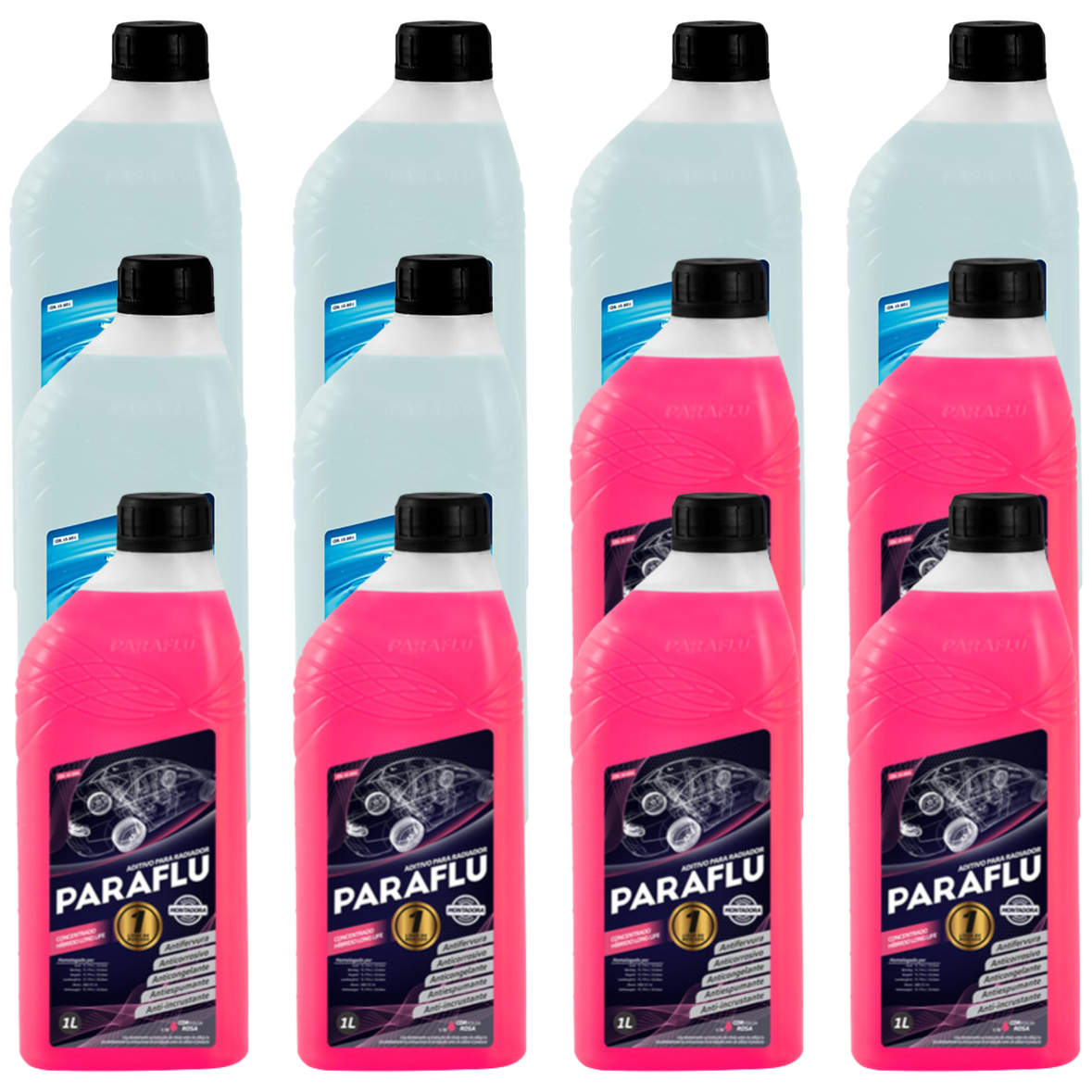 Kit 12 Litros com 6L Aditivo Radiador Rosa + 6L Água - Paraflu - 10-3031/10-3056 - (1)