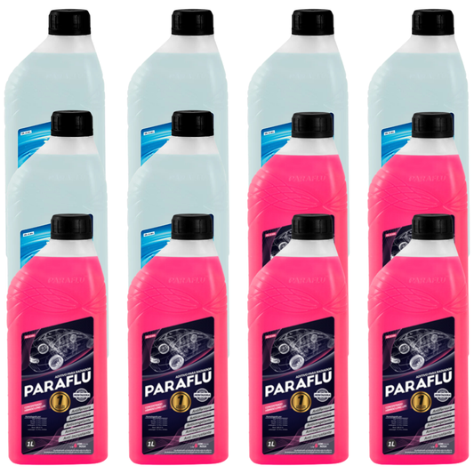 Kit 12 Litros com 6L Aditivo Radiador Rosa + 6L Água - Paraflu - 10-3031/10-3056 - (1)