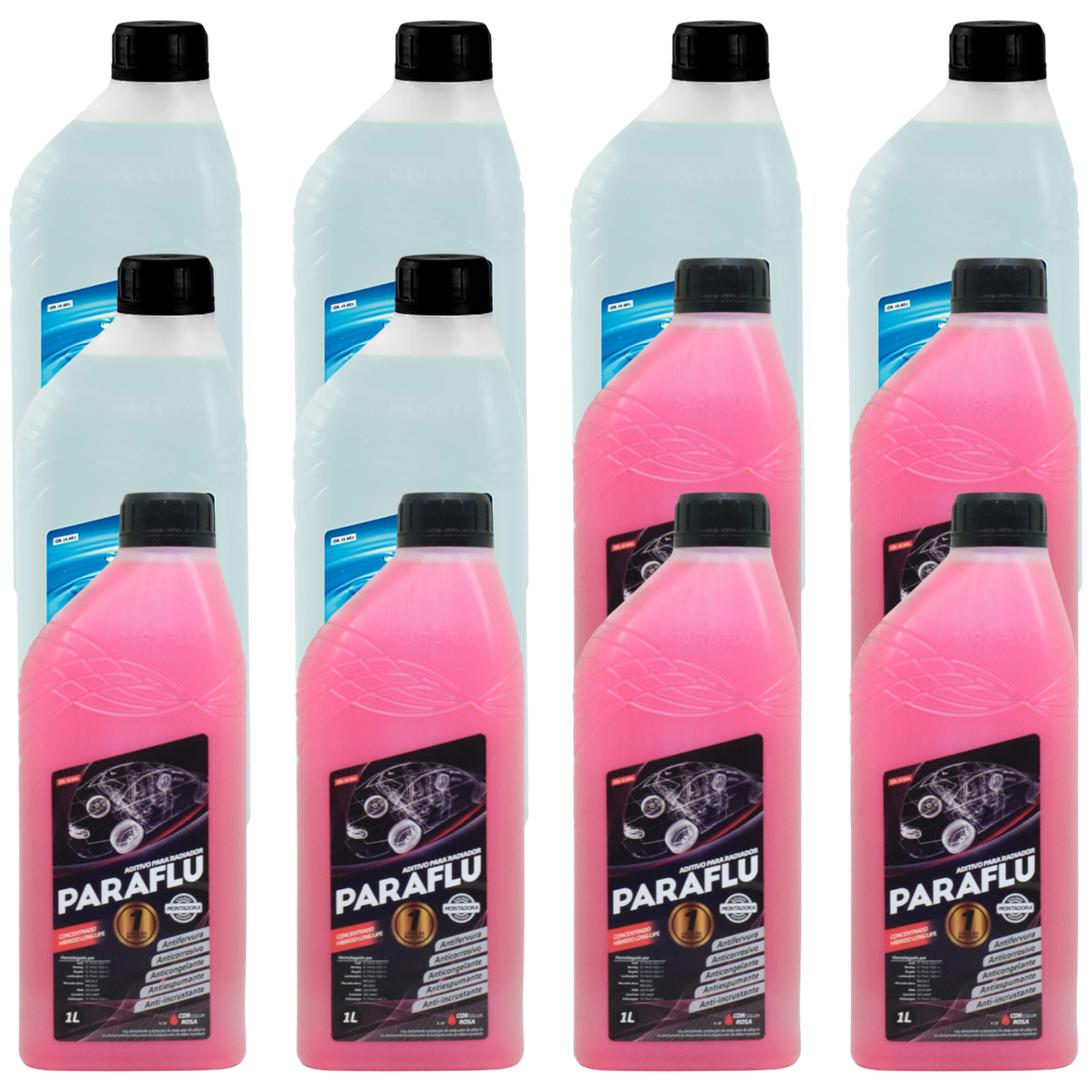 Kit 12 Litros com 6L Aditivo Radiador Rosa + 6L Água - Paraflu - 10-3031/10-3054 - (1)