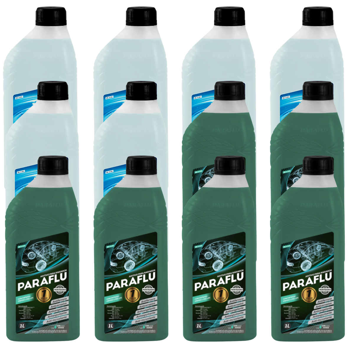 Kit 12 Litros com 6L Aditivo Radiador Verde + 6L Água - Paraflu - 10-3031/10-3055 - (1)