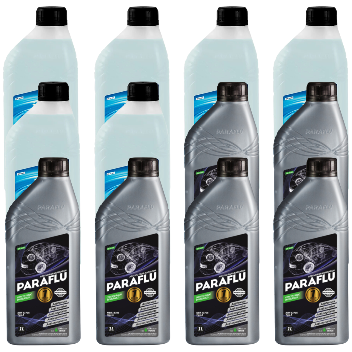 Kit 12 Litros com 6L Aditivo Radiador Verde + 6L Água - Paraflu - 10-3007/10-3031 - (1)