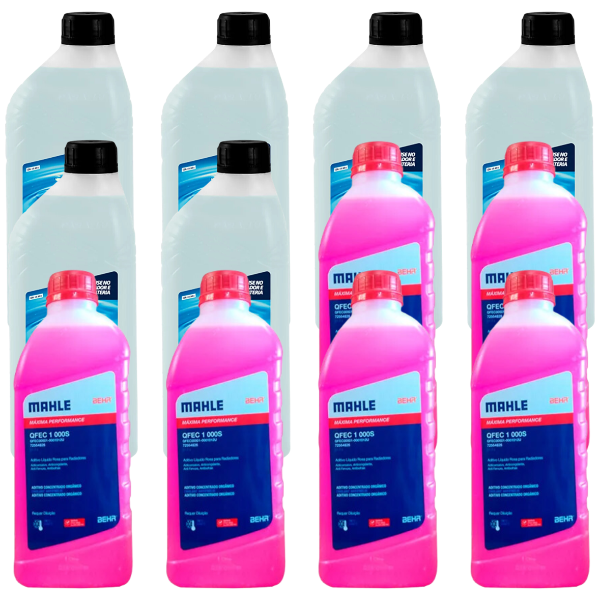 Kit 12 Litros com 6L Aditivo Radiador Rosa Mahle + 6L Água - (1)