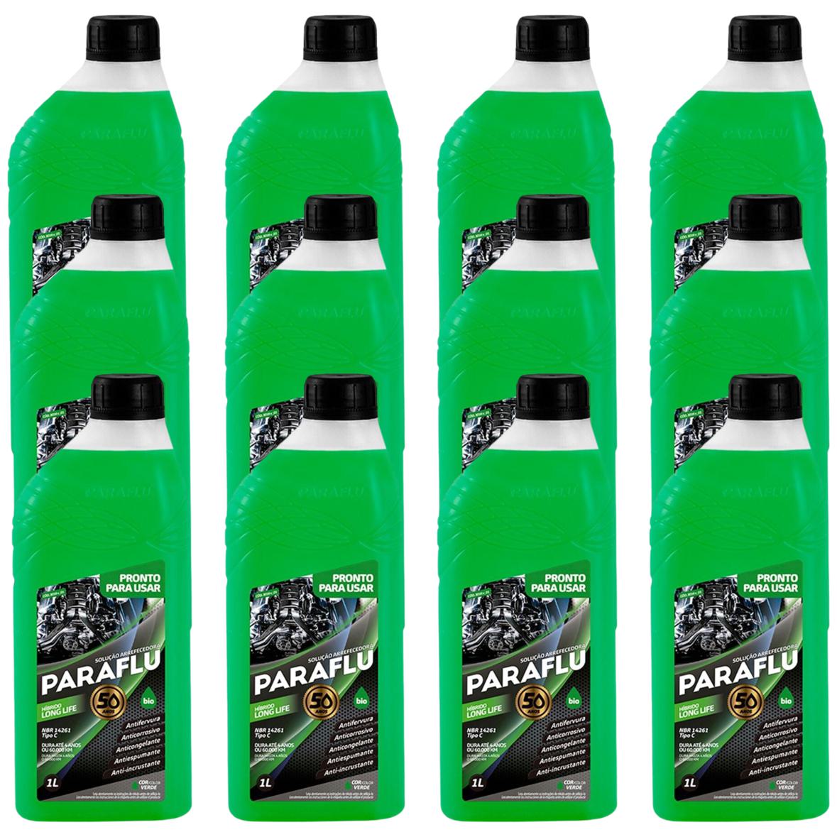 Kit 12 Litros Aditivo Radiador Pronto Para Uso Paraflu Bio Híbrido Verde - (1)