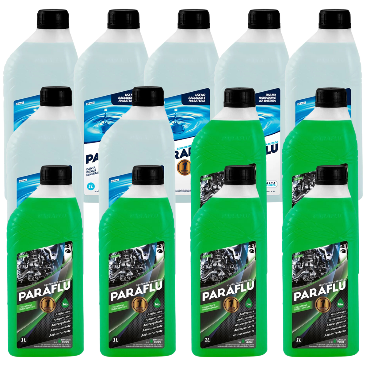 Kit 13 Litros com 6L Aditivo Radiador Verde + 7L Água - Paraflu - 10-3013/10-3031 - (1)