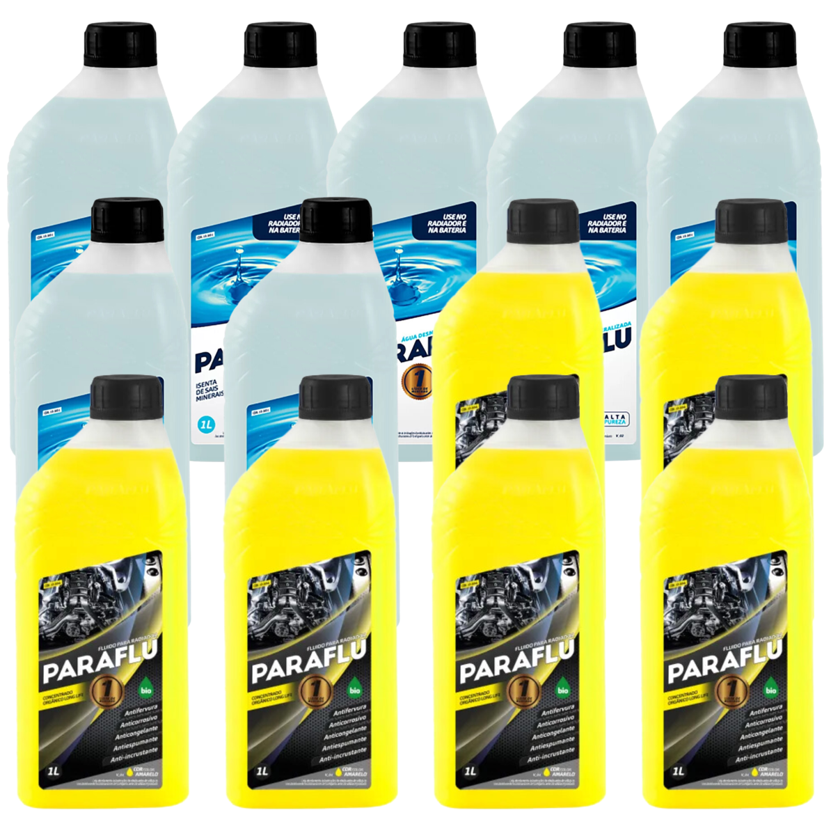 Kit 13 Litros com 6L Aditivo Radiador Amarelo + 7L Água - Paraflu - 10-3031/10-3044 - (1)