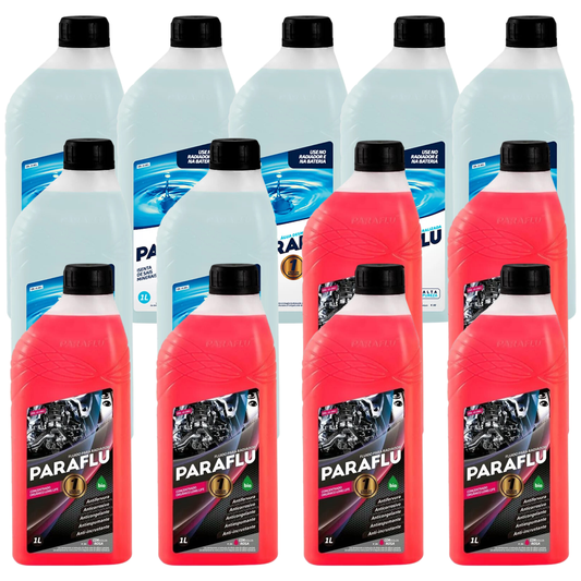Kit 13 Litros com 6L Aditivo Radiador Paraflu Rosa Bio Orgânico + 7L Água - (1)