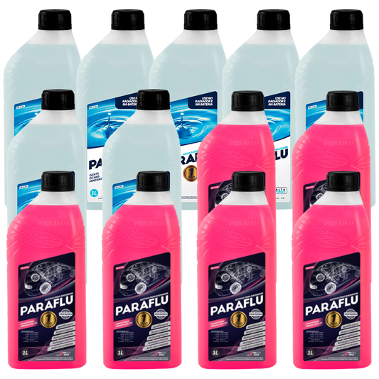 Kit 13 Litros com 6L Aditivo Radiador Rosa + 7L Água - Paraflu - 10-3031/10-3056 - (1)