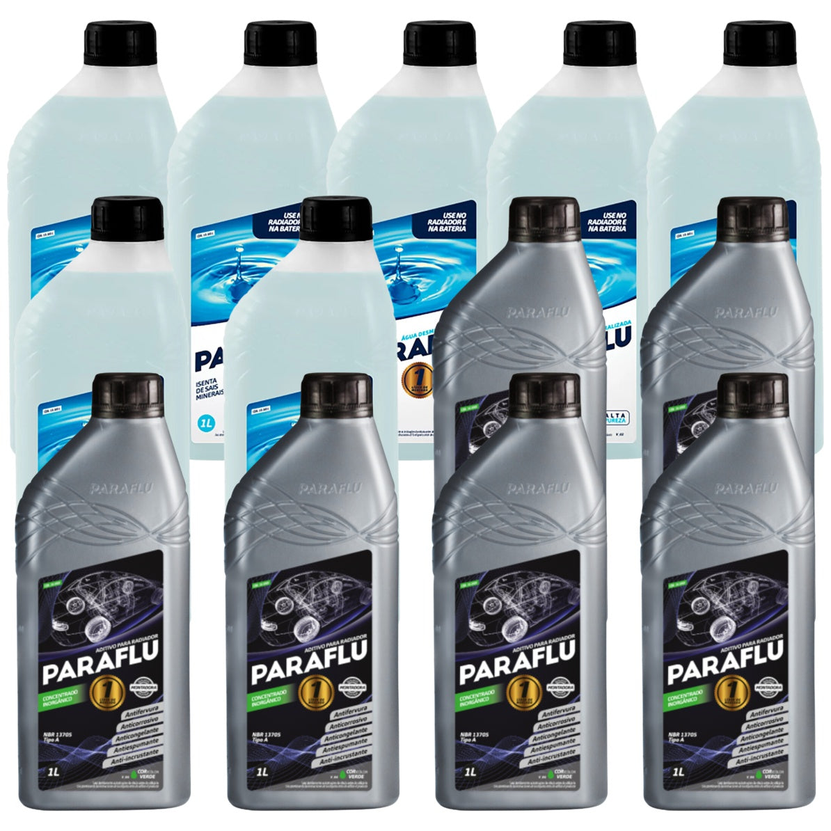 Kit 13 Litros com 6L Aditivo Radiador Verde + 7L Água - Paraflu - 10-3007/10-3031 - (1)
