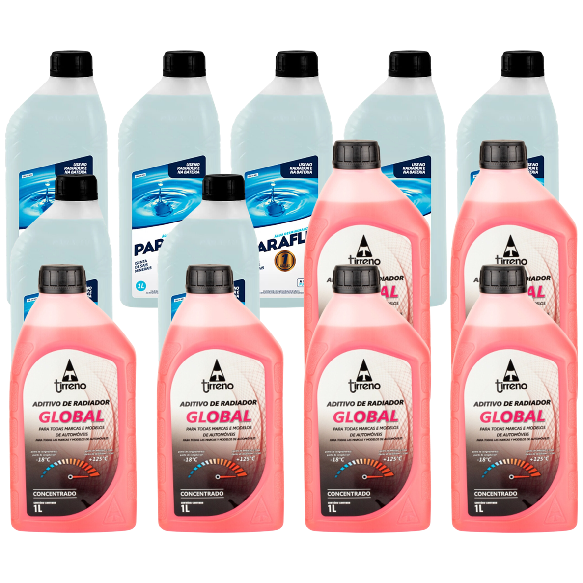 Kit 13 Litros com 6L Aditivo Radiador Rosa + 7L Água - Paraflu/Tirreno - 10-3031/FLU/DS/279FU1 - (1)