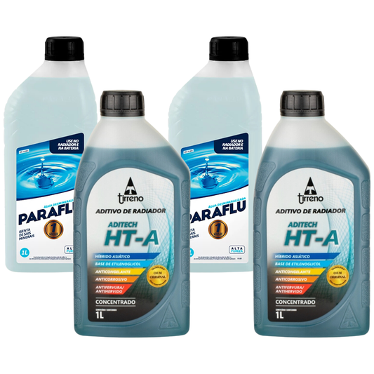 Kit 2 Litros Aditivo Radiador Tirreno Ht-a Azul + 2 Litros Água Desmineralizada - Paraflu/Tirreno - 103031/FLU/DS/271FU1 - (1)