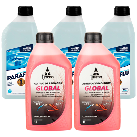 Kit 2 Litros Aditivo Radiador Tirreno Rosa + 3 Litros Água Desmineralizada - Paraflu/Tirreno - 10-3031/FLU/DS/279FU1 - (1)