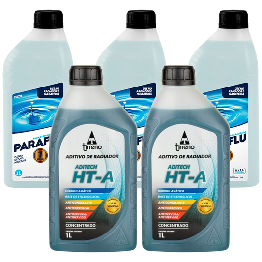 Kit 2 Litros Aditivo Radiador Tirreno Ht-a Azul + 3 Litros Água Desmineralizada - Paraflu/Tirreno - 103031/FLU/DS/271FU1 - (1)