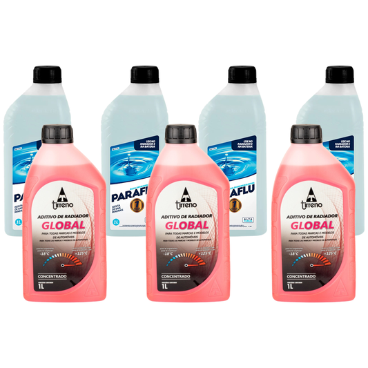 Kit 3 Litros Aditivo Radiador Concentrado Tirreno Rosa + 4 Litros Água Desmineralizada - (1)