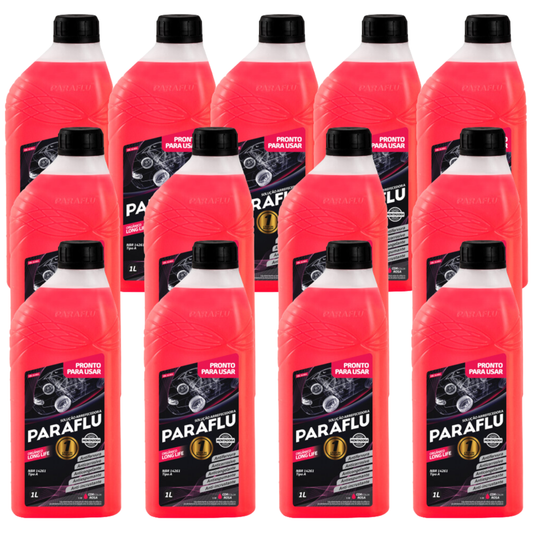 Kit 13 Litros Aditivo Radiador Pronto Para Uso Paraflu Montadora Orgânico Rosa - (1)