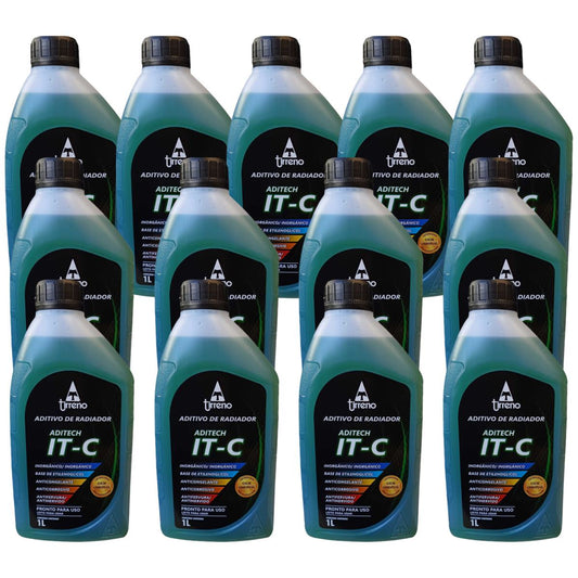 Kit 13 Litros Aditivo Radiador Pronto Para Uso Tirreno Inorgânico IT-C Verde Veículos até anos 90 - (1)