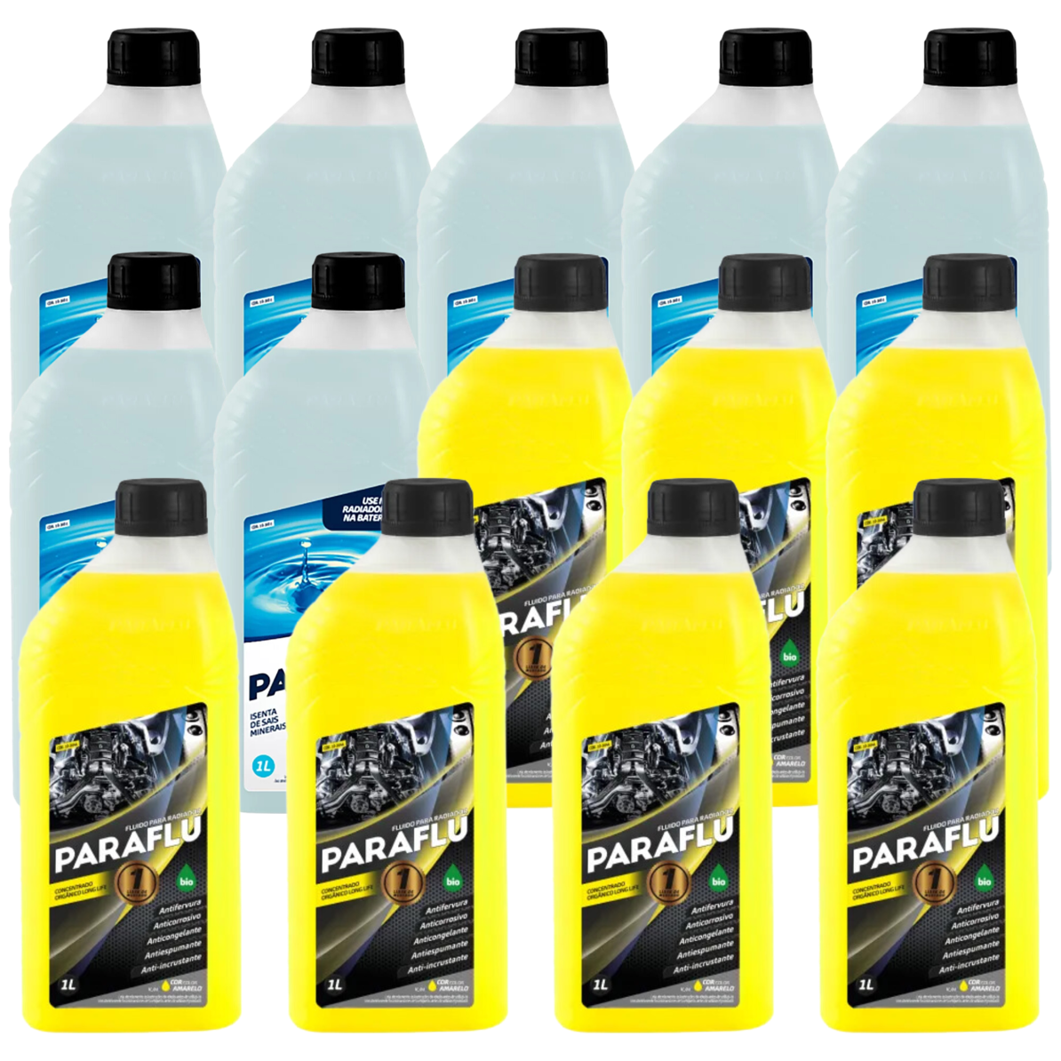 Kit 14 Litros com 7L Aditivo Radiador Amarelo + 7L Água - Paraflu - 10-3031/10-3044 - (1)