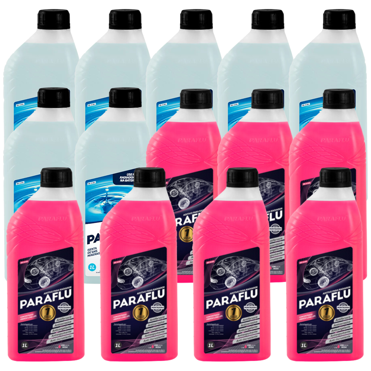 Kit 14 Litros com 7L Aditivo Radiador Rosa + 7L Água - Paraflu - 10-3031/10-3056 - (1)