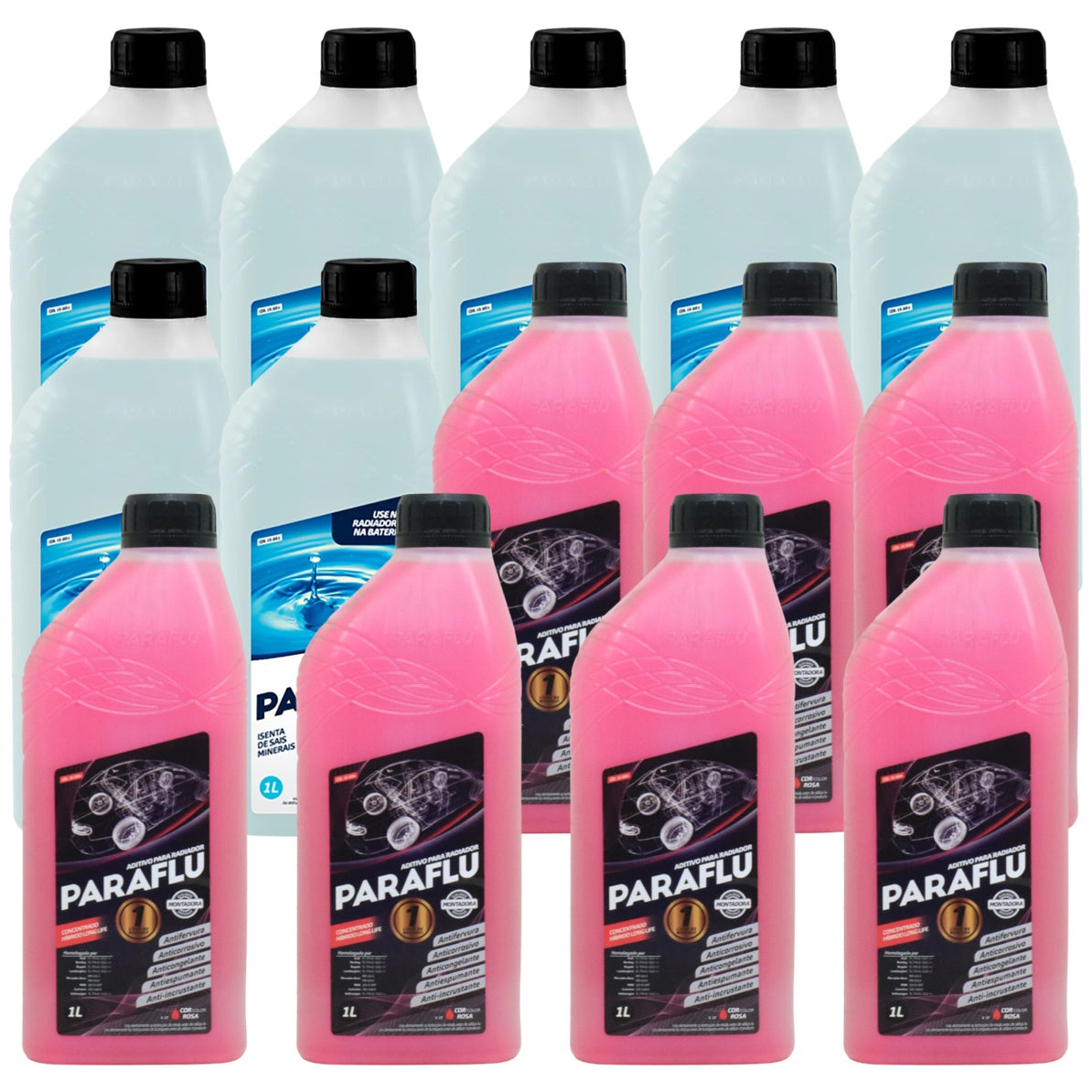 Kit 14 Litros com 7L Aditivo Radiador Rosa + 7L Água - Paraflu - 10-3031/10-3054 - (1)