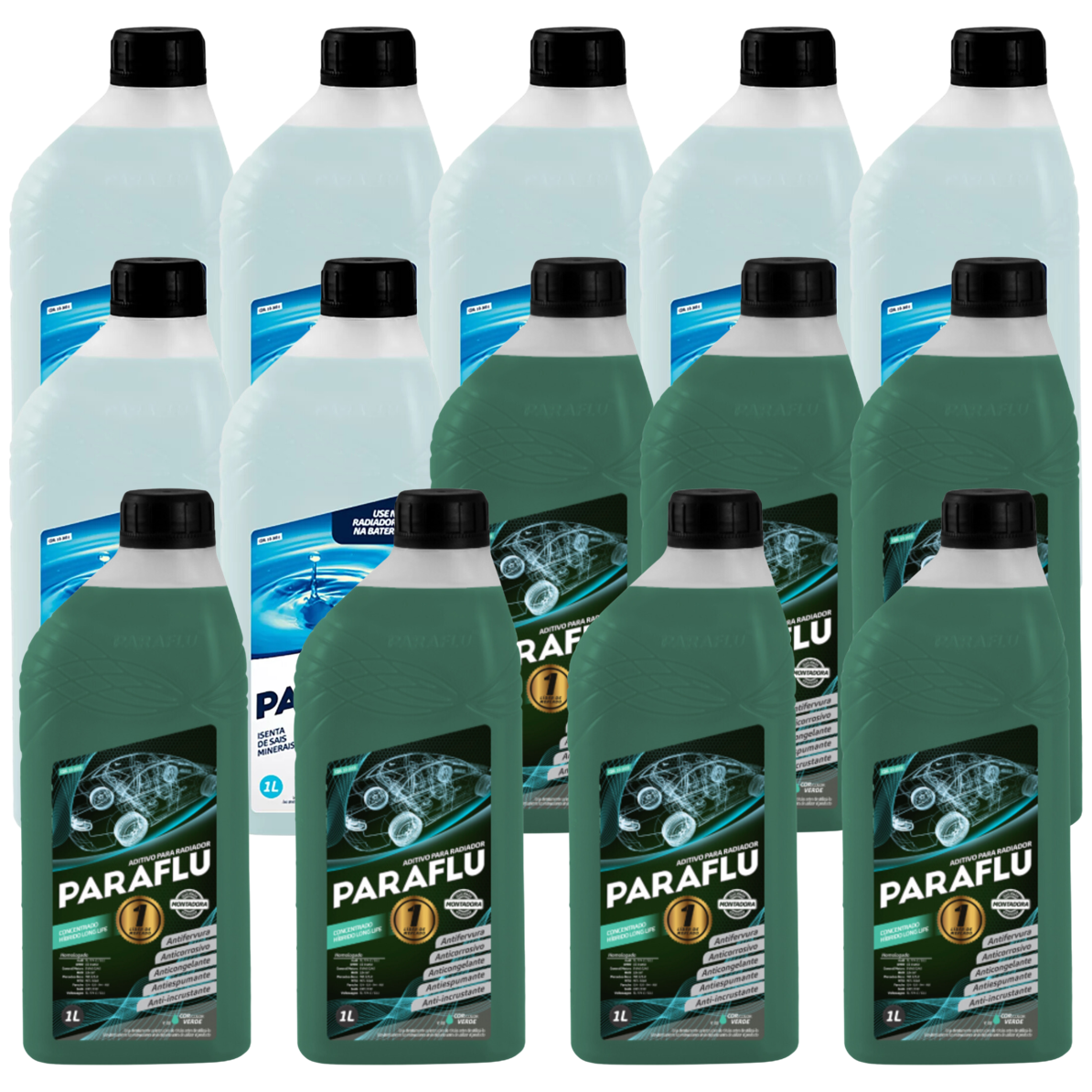 Kit 14 Litros com 7L Aditivo Radiador Verde + 7L Água - Paraflu - 10-3031/10-3055 - (1)
