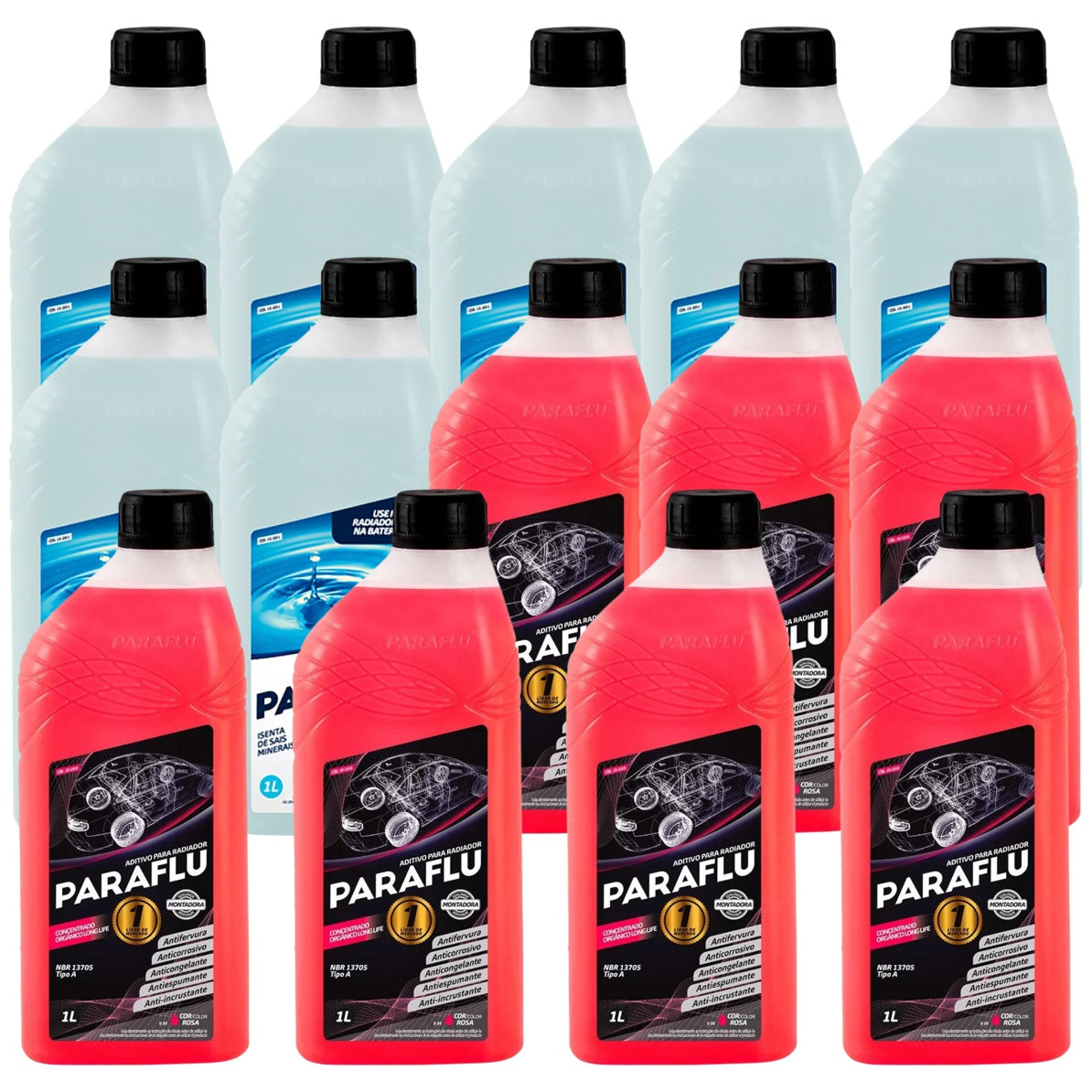 Kit 14 Litros com 7L Aditivo Radiador Paraflu Rosa Montadora Orgânico + 7L Água - (1)
