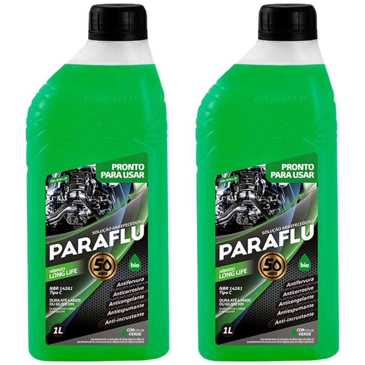 Kit 2 Litros Aditivo Radiador Pronto Para Uso Paraflu Bio Híbrido Verde - (1)