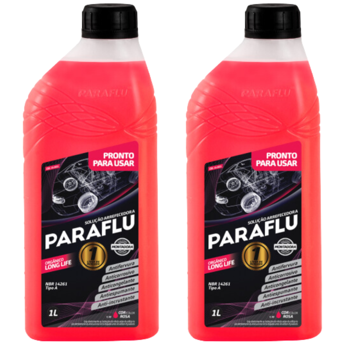 Kit 2 Litros Aditivo Radiador Rosa Pronto para Uso - Paraflu - 10-3051 - (1)