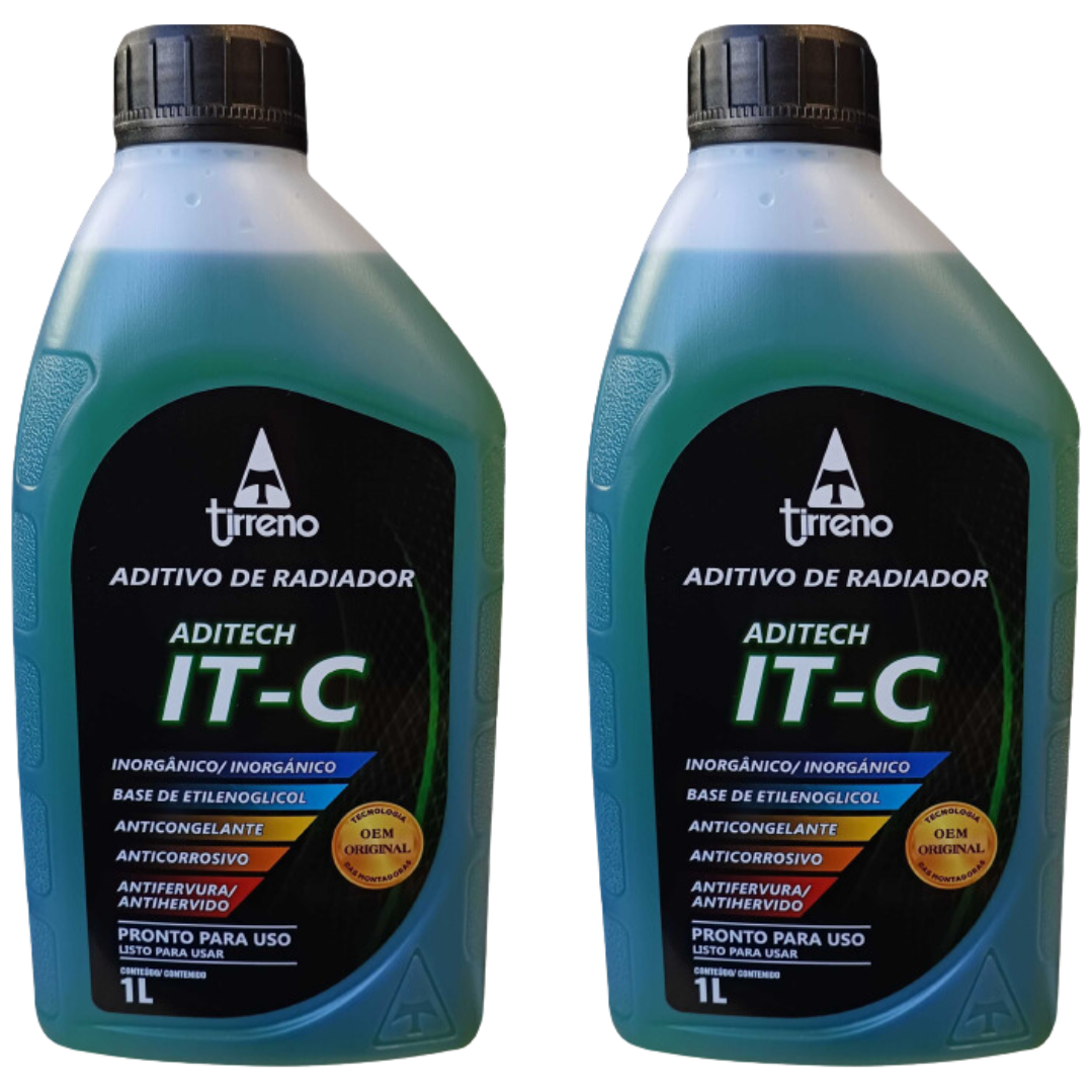 Kit 2 Litros Aditivo Radiador Verde Pronto para Uso - Tirreno - FLU/DS/308FU1 - (1)