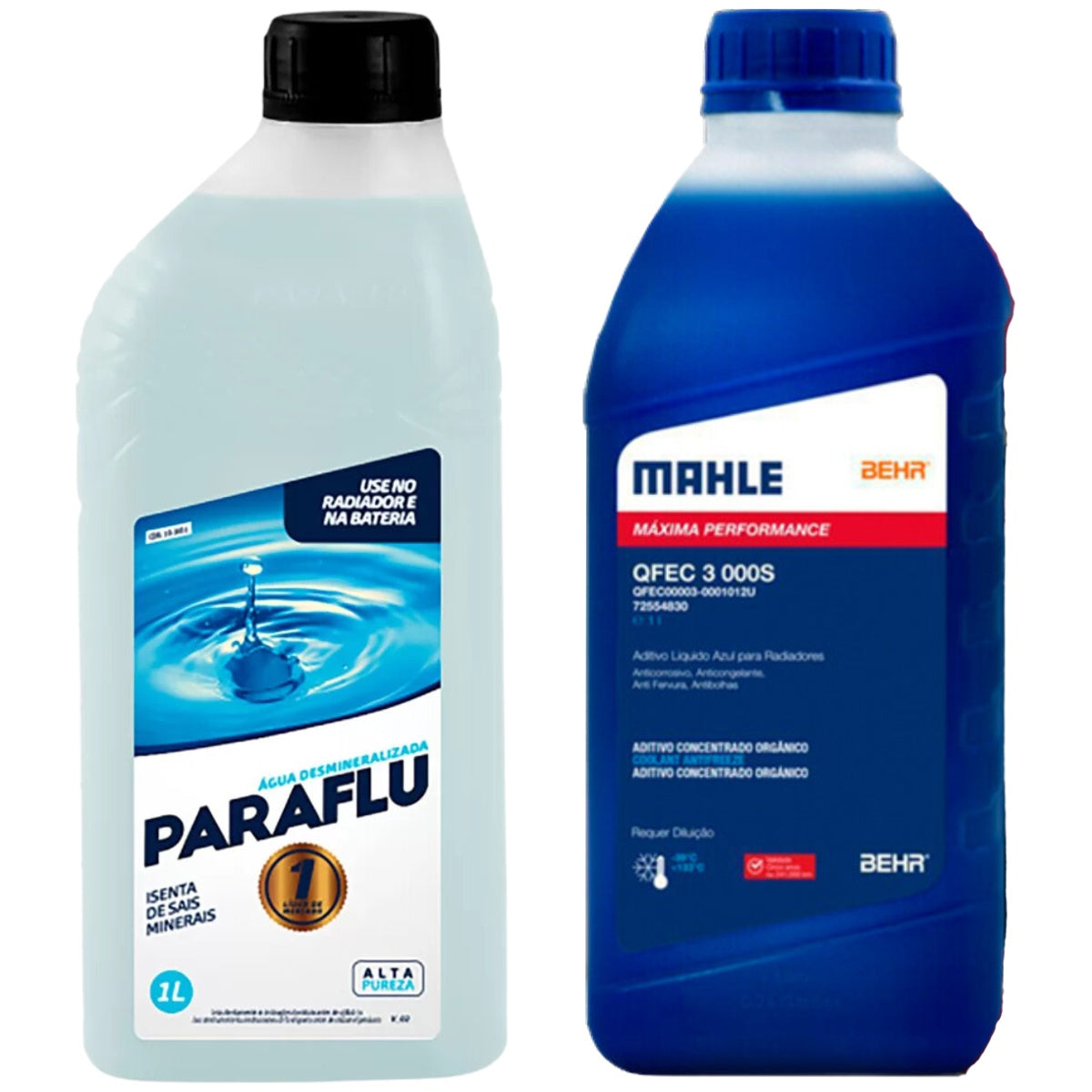 Kit 2 Litros com 1L Aditivo Radiador Azul Mahle + 1L Água - (1)