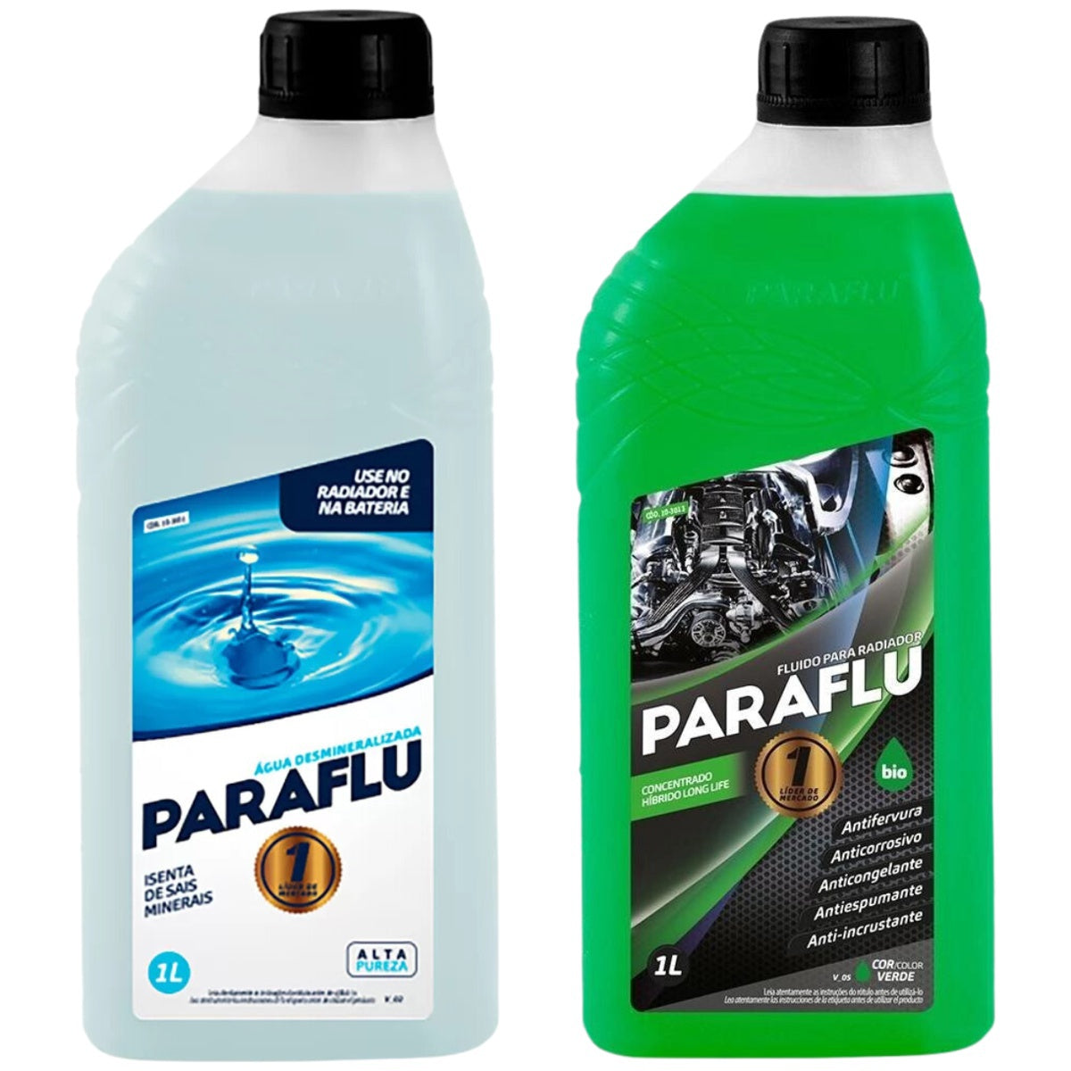 Kit 2 Litros com 1L Aditivo Radiador Verde + 1L Água - Paraflu - 10-3013/10-3031 - (1)