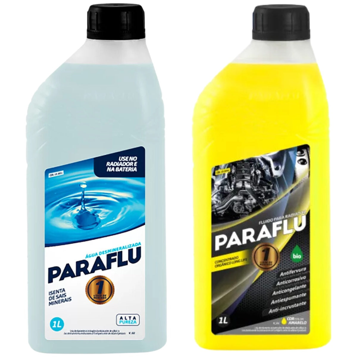 Kit 2 Litros com 1L Aditivo Radiador Amarelo + 1L Água - Paraflu - 10-3031/10-3044 - (1)
