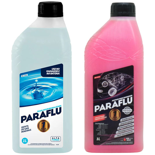 Kit 2 Litros com 1L Aditivo Radiador Rosa + 1L Água - Paraflu - 10-3031/10-3054 - (1)