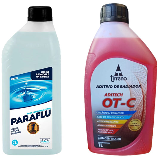 Kit 2 Litros com 1L Aditivo Radiador Laranja + 1L Água - Paraflu/Tirreno - 10-3031/FLU/DS/303FU1 - (1)