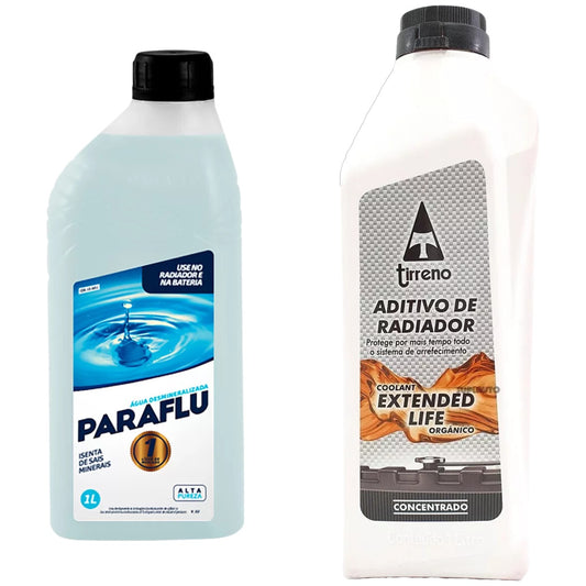 Kit 2 Litros com 1L Aditivo Radiador Laranja + 1L Água - Paraflu/Tirreno - 10-3031/FLU/DS/712 - (1)