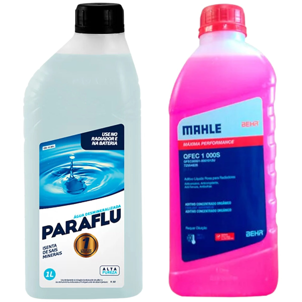 Kit 2 Litros com 1L Aditivo Radiador Rosa Mahle + 1L Água - (1)