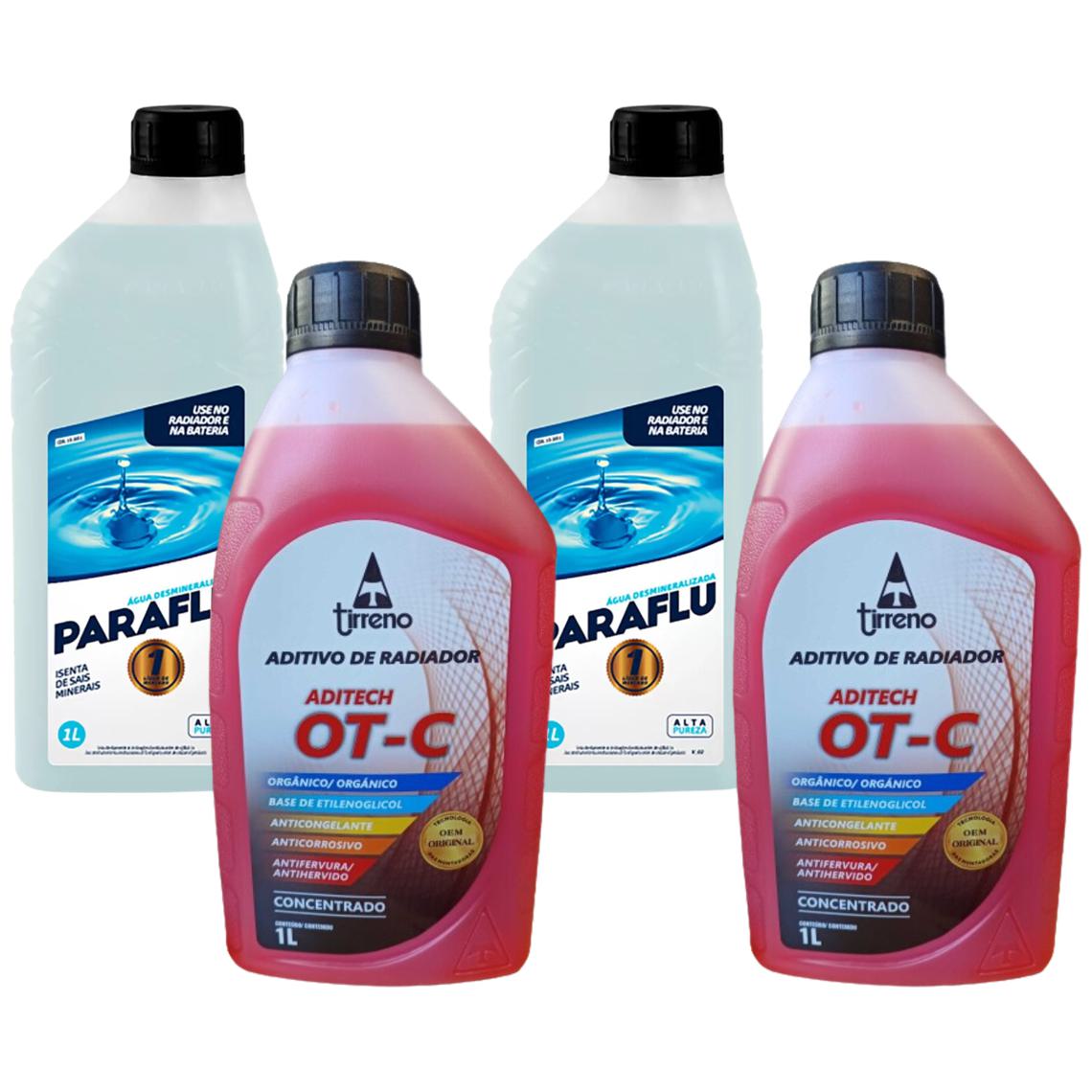 Kit 2 Litros Aditivo Radiador Tirreno Laranja + 2 Litros Água Desmineralizada - Paraflu/Tirreno - 10-3031/FLU/DS/303FU1 - (1)