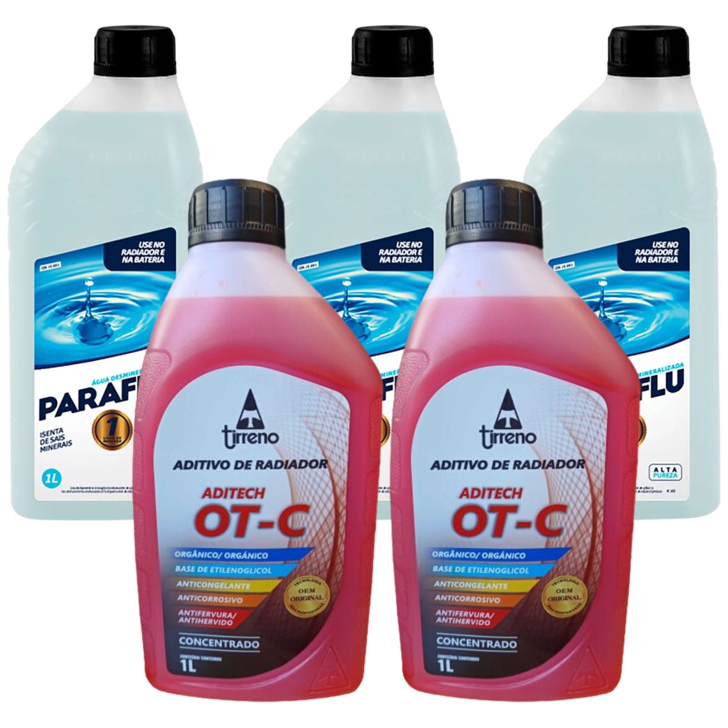Kit 2 Litros Aditivo Radiador Tirreno Laranja + 3 Litros Água Desmineralizada - Paraflu/Tirreno - 10-3031/FLU/DS/303FU1 - (1)