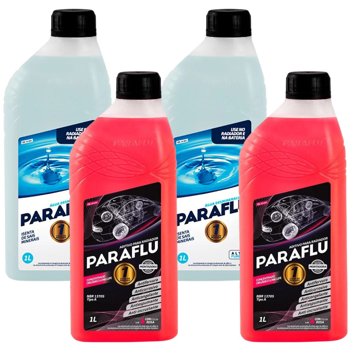 Kit 2 Litros Aditivo Radiador Rosa Montadora Orgânico + 2 Litros Água - Paraflu - 10-3010/10-3031 - (1)