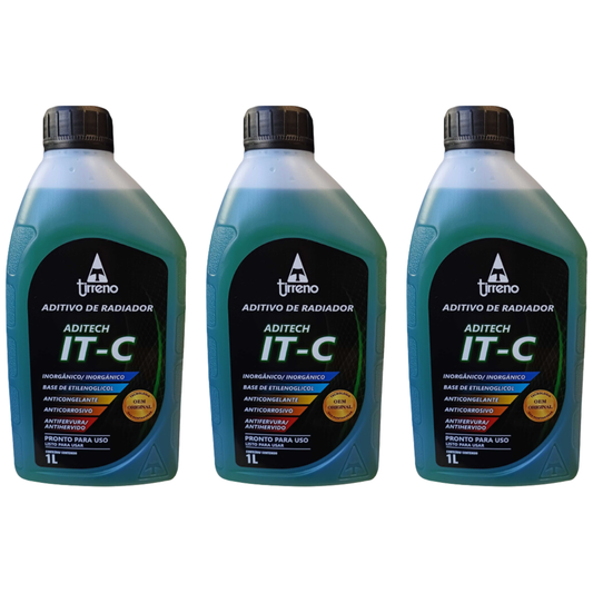 Kit 3 Litros Aditivo Radiador Verde Pronto para Uso - Tirreno - FLU/DS/308FU1 - (1)