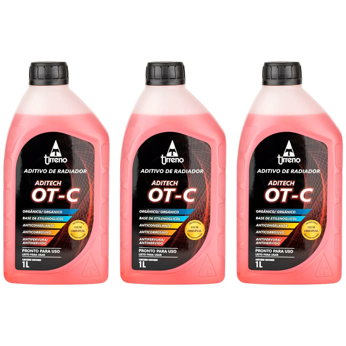 Kit 3 Litros Aditivo Radiador Laranja Pronto para Uso - Tirreno - FLU/DS/296FU1 - (1)