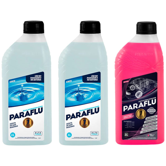 Kit 3 Litros com 1L Aditivo Radiador Rosa + 2L Água - Paraflu - 10-3031/10-3056 - (1)
