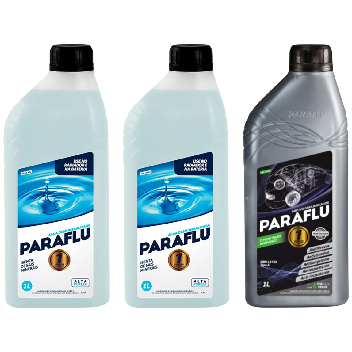 Kit 3 Litros com 1L Aditivo Radiador Verde + 2L Água - Paraflu - 10-3007/10-3031 - (1)