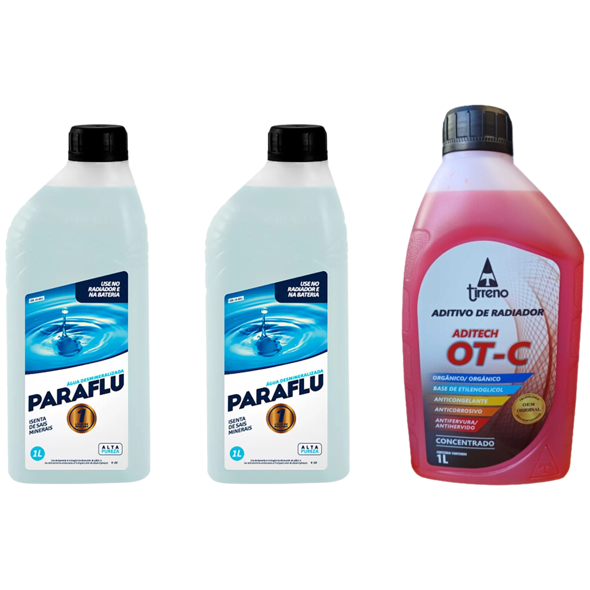 Kit 3 Litros com 1L Aditivo Radiador Laranja + 2L Água - Paraflu/Tirreno - 10-3031/FLU/DS/303FU1 - (1)