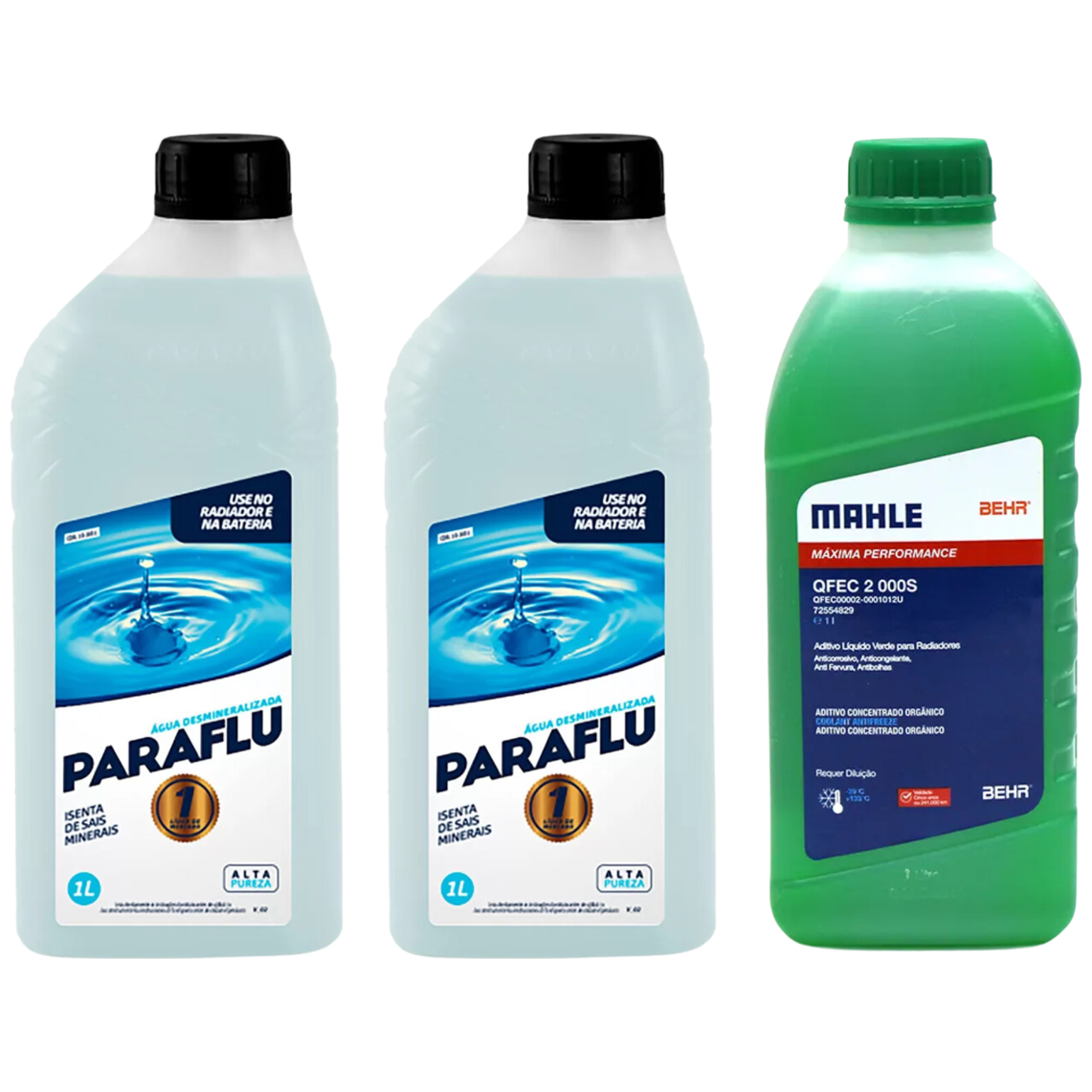 Kit 3 Litros com 1L Aditivo Radiador Verde Mahle + 2L Água - (1)