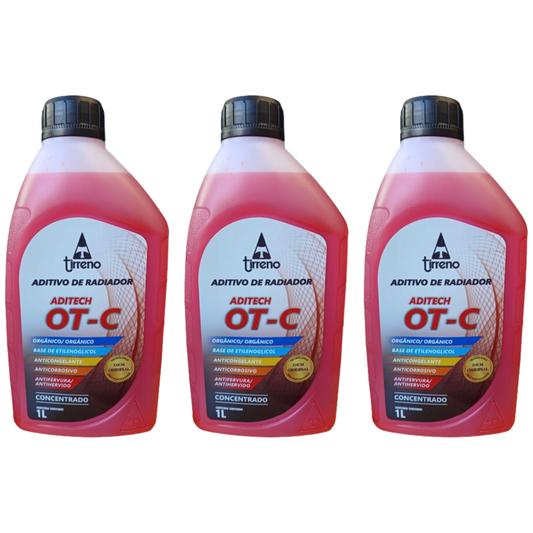 Kit 3 Litros Aditivo Radiador Concentrado Tirreno Orgânico OT-C Laranja - (1)
