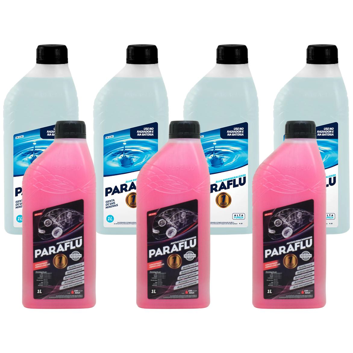 Kit 3L Aditivo Radiador Concentrado + 4L Água Desmineralizada - Paraflu - 10-3031 / 10-3054 - (1)
