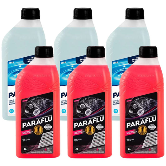 Kit 3 Litros Aditivo Radiador Rosa Montadora Orgânico + 3 Litros Água - Paraflu - 10-3010/10-3031 - (1)